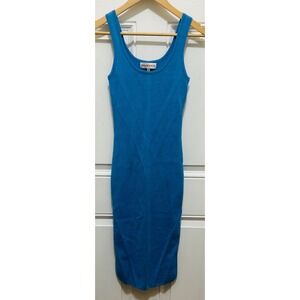 WILLOW & WIND Blue Ribbed Knit Sleeveless Midi Dress Size S
